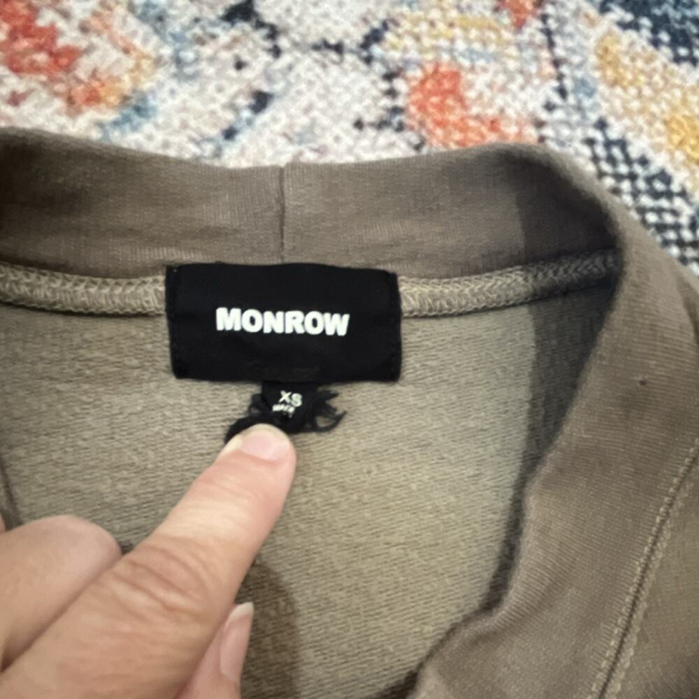 MONROW Brown Fleece Crewneck Pullover Sweatshirt Women’s XS Lightweight - Picture 2 of 6